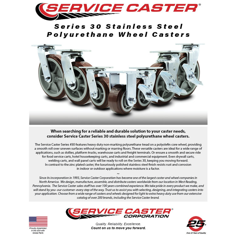 Service Caster Ensemble De Roulettes Pivotantes En Ur Thane Stainle